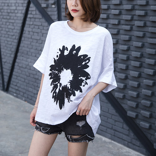 라쿤걸 여름 가오리 반소매프린트 티셔츠 NY029
